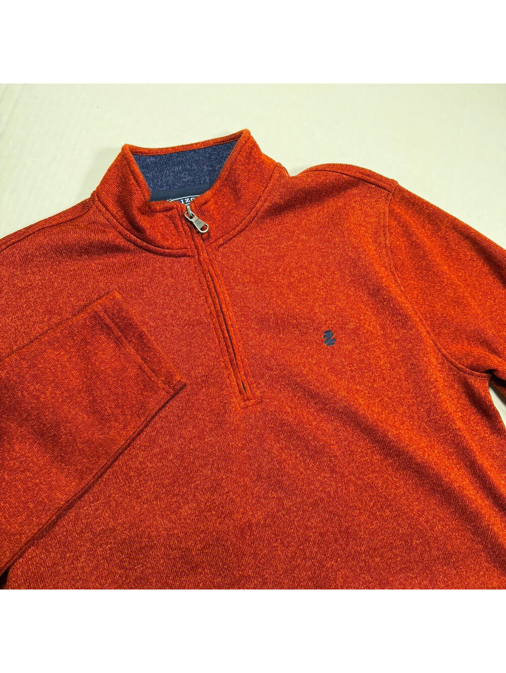 IZOD Men's 1/4 Zip Mock Neck Pullover Sweatshirt Orange Size Large
